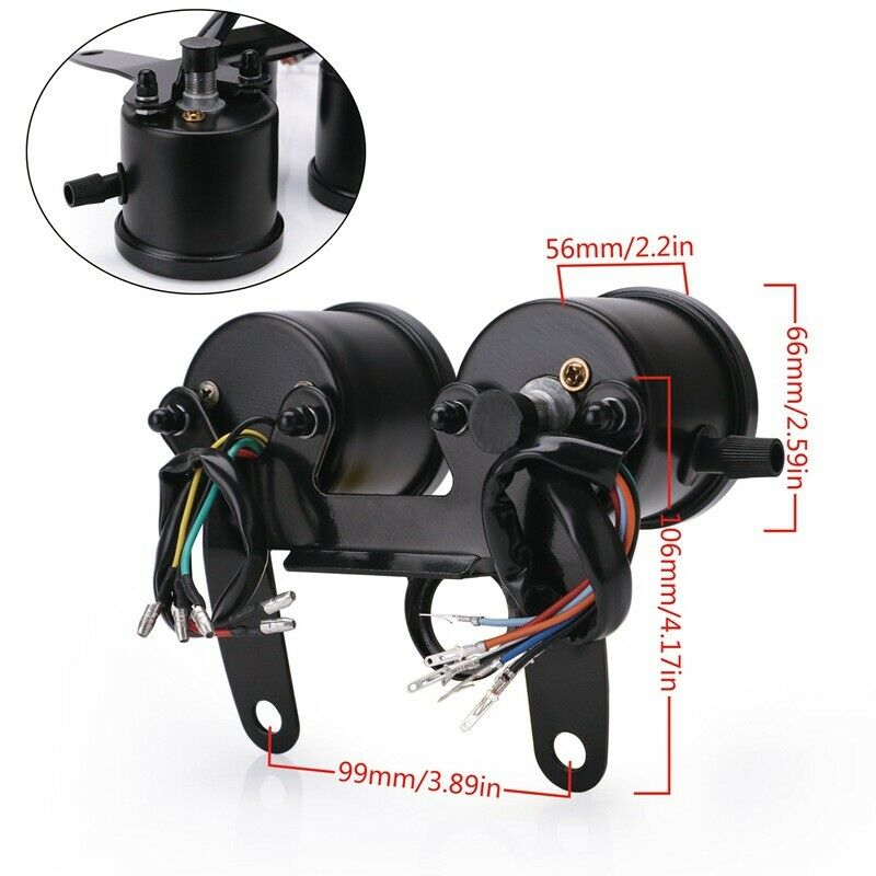 Motorcycle Odometer 2 in 1 LED Backlight Odometer & Tachometer Speedometer