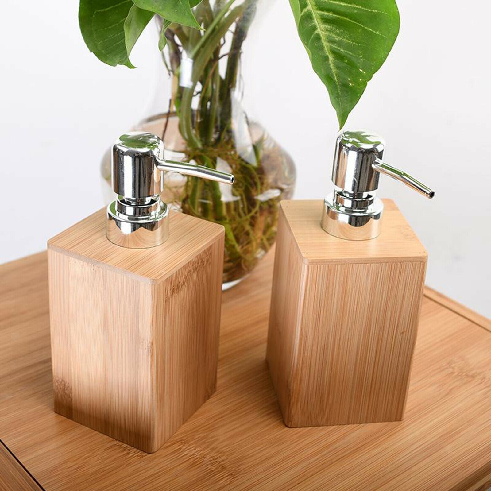Soap Dispenser Bamboo Essential Oil Lotion Pump Bottles Shower Container for