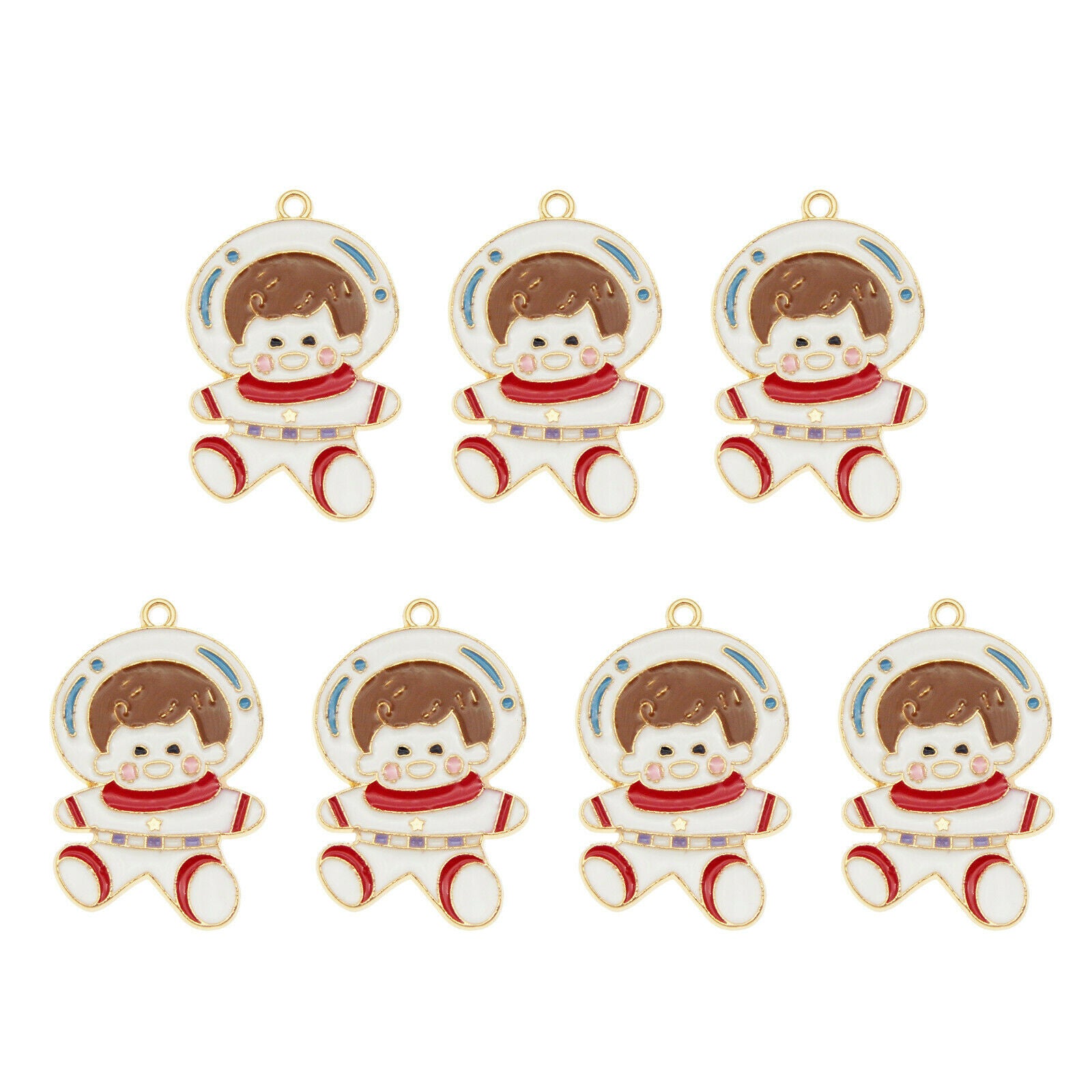 8 pcs Astronaut Boy Charm Enamel Pendant Earring Making Drop Dangle Alloy Crafts