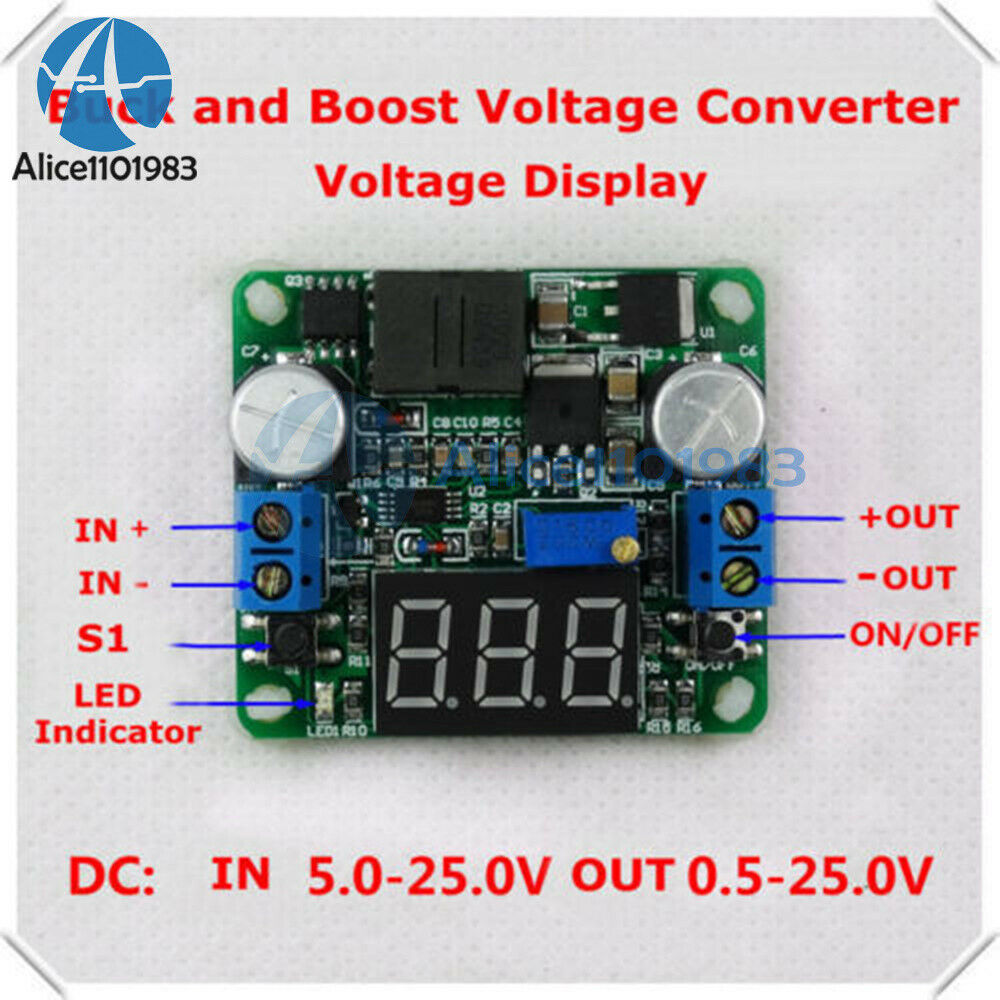 25W 2A DC 5-25V 12V to 0.5-25V 5V 24V Buck Boost Step Up Down Module + Voltmeter