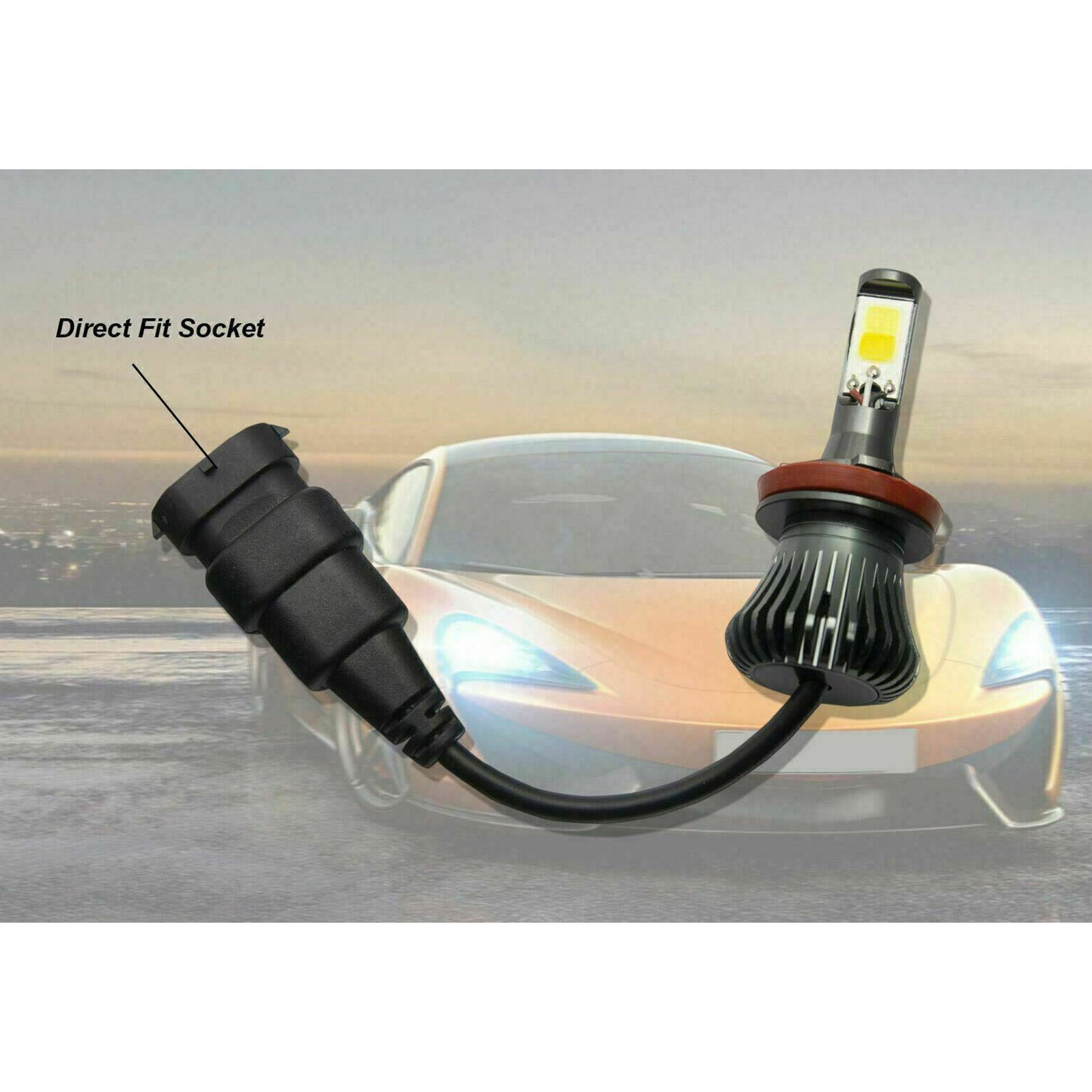 2pcs LED H11 H8 H9 COB Bulbs White/Yellow Dual Color Car Fog Light Kit DRL Lamps