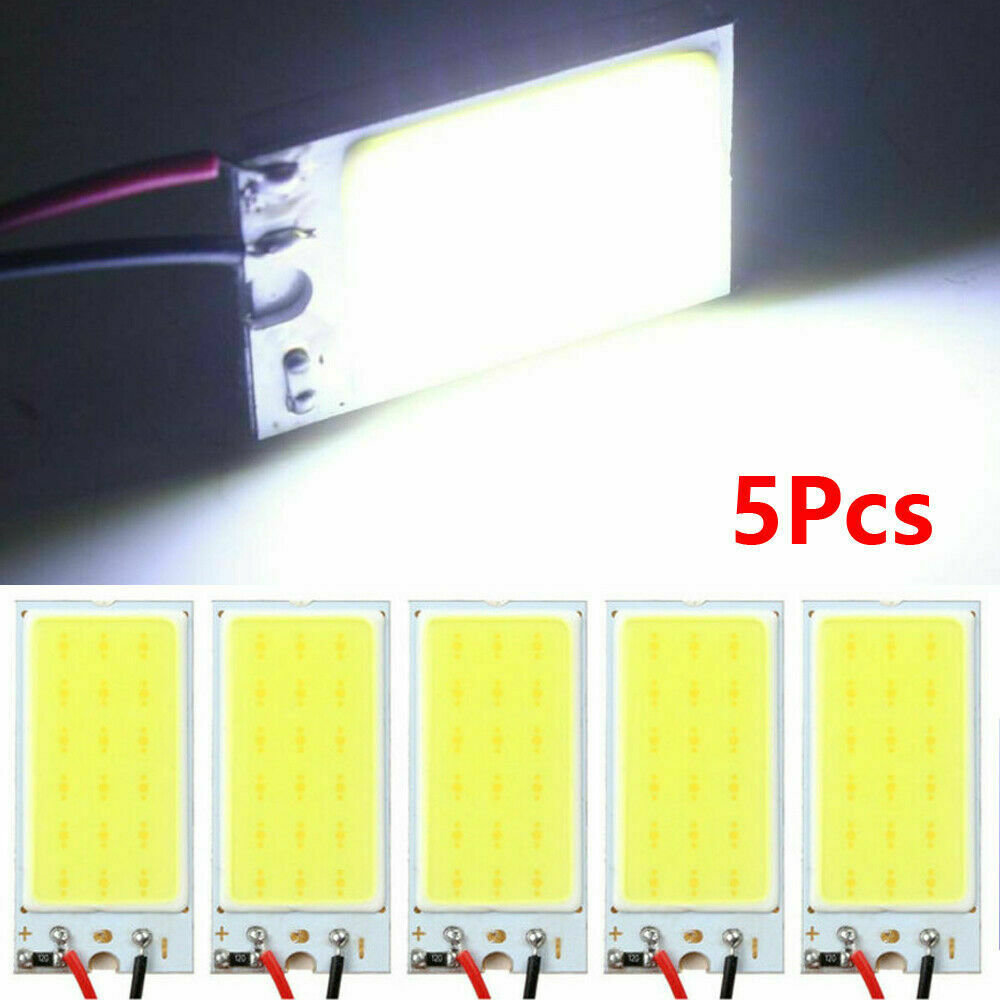 5Pcs 48 SMD COB White Panel LED T10 Car Interior Panel Light Dome Lamp Bulb New