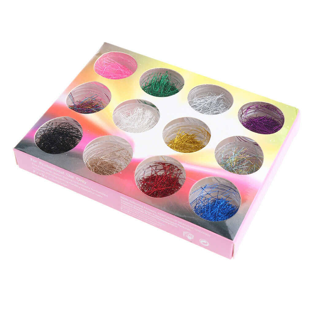 12 Boxes Nail Paillette Chip Foil Nail Glitter Nails Art Foil Slice Wire DIY