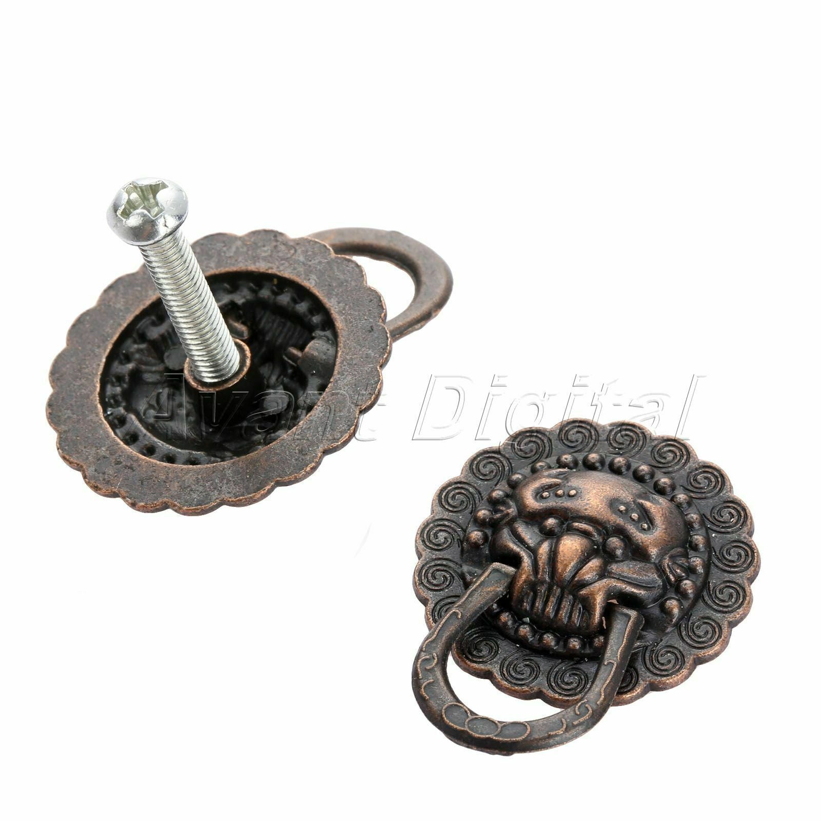 5pc Metal Lion Head Furniture Cabinet Knobs Ring Drawer Door Pull Handle 29*37mm