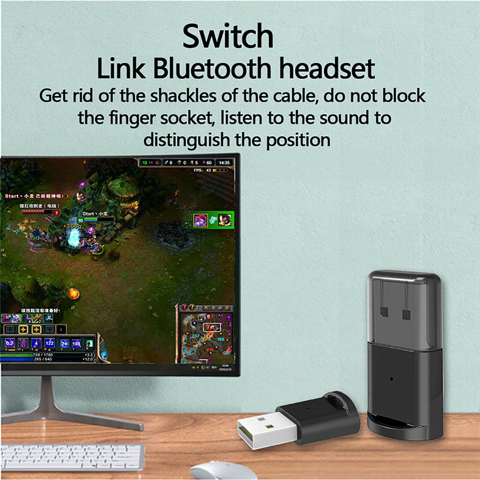 Wireless Bluetooth 5.0 Audio Transmitter Adapter USB Port for PC Switch Base