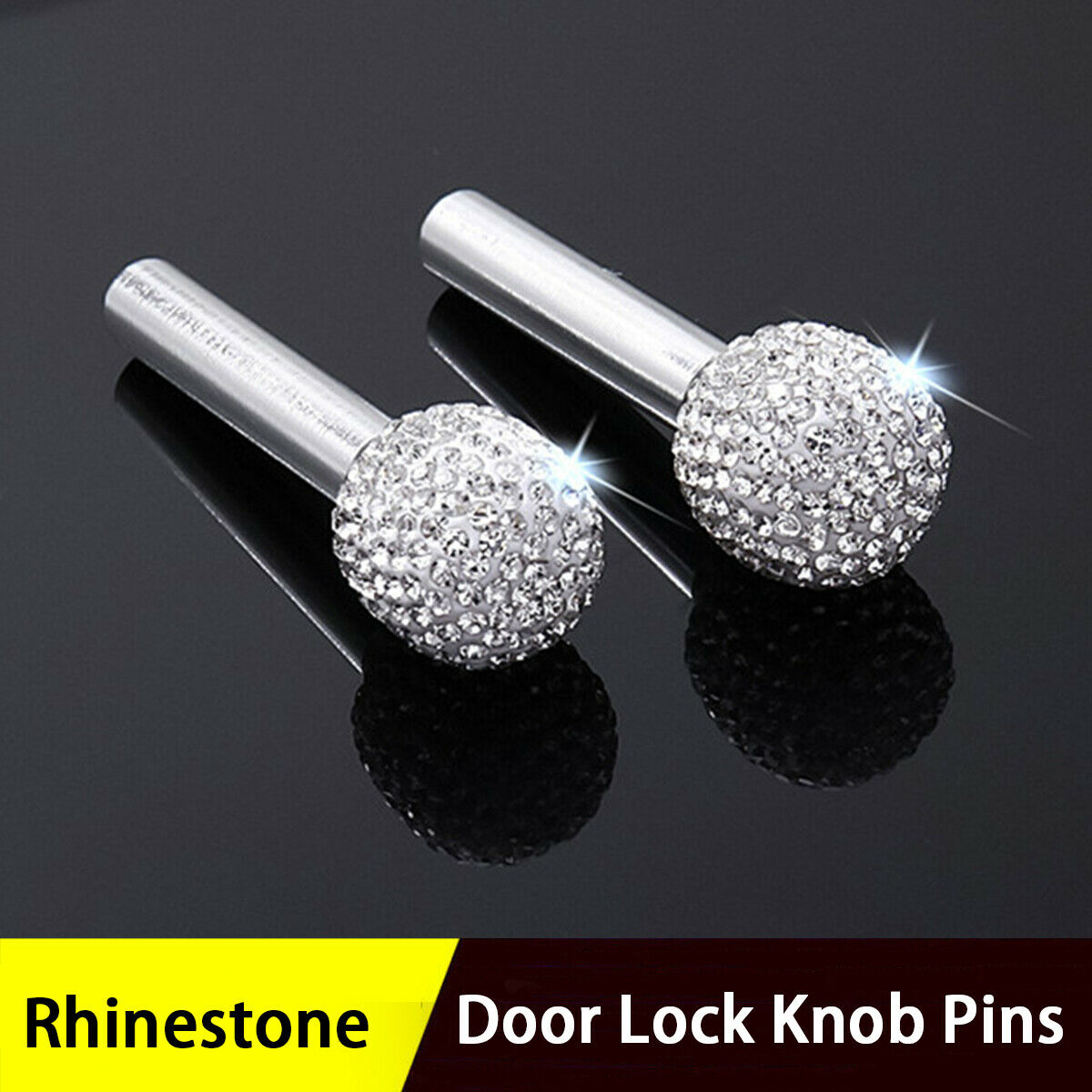 2X Rhinestone Door Lock Pin Knob Universal For Truck SUV Auto Directly Replace