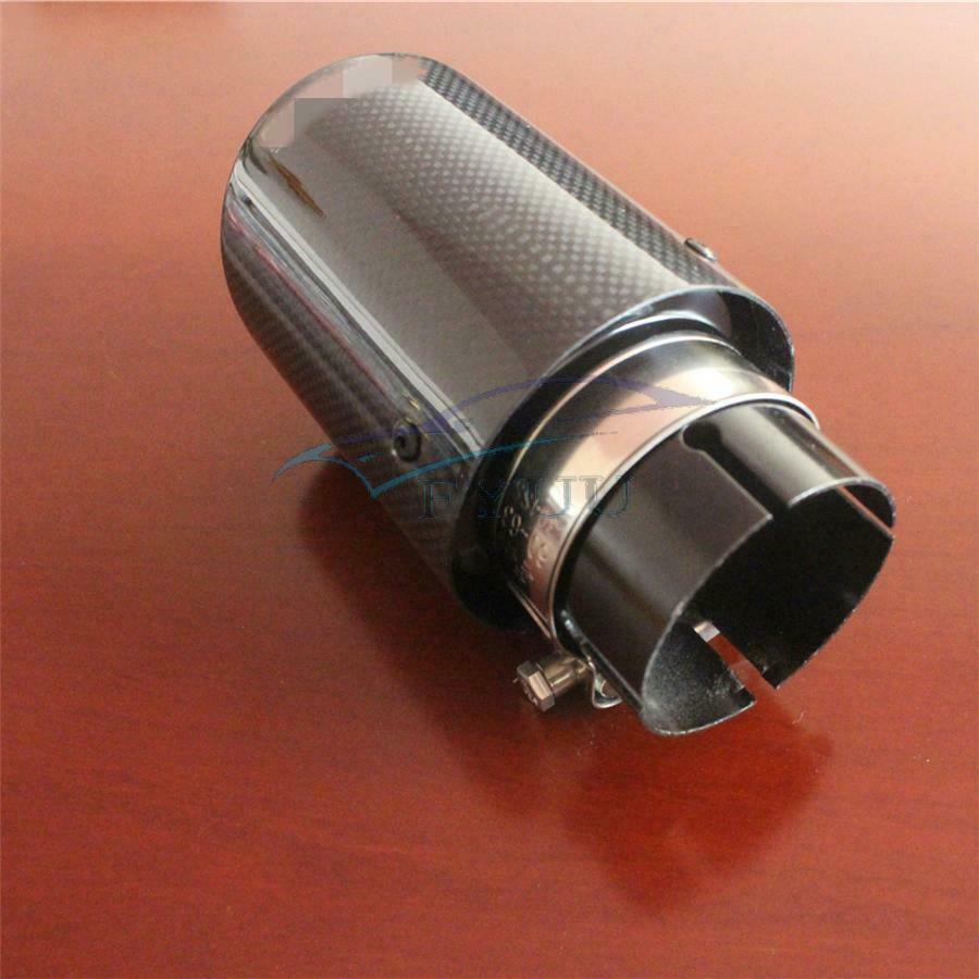 Car Exhaust Tips Exhaust Muffler Pipe Inlet 63mm Outlet 89mm Glossy Carbon Fiber