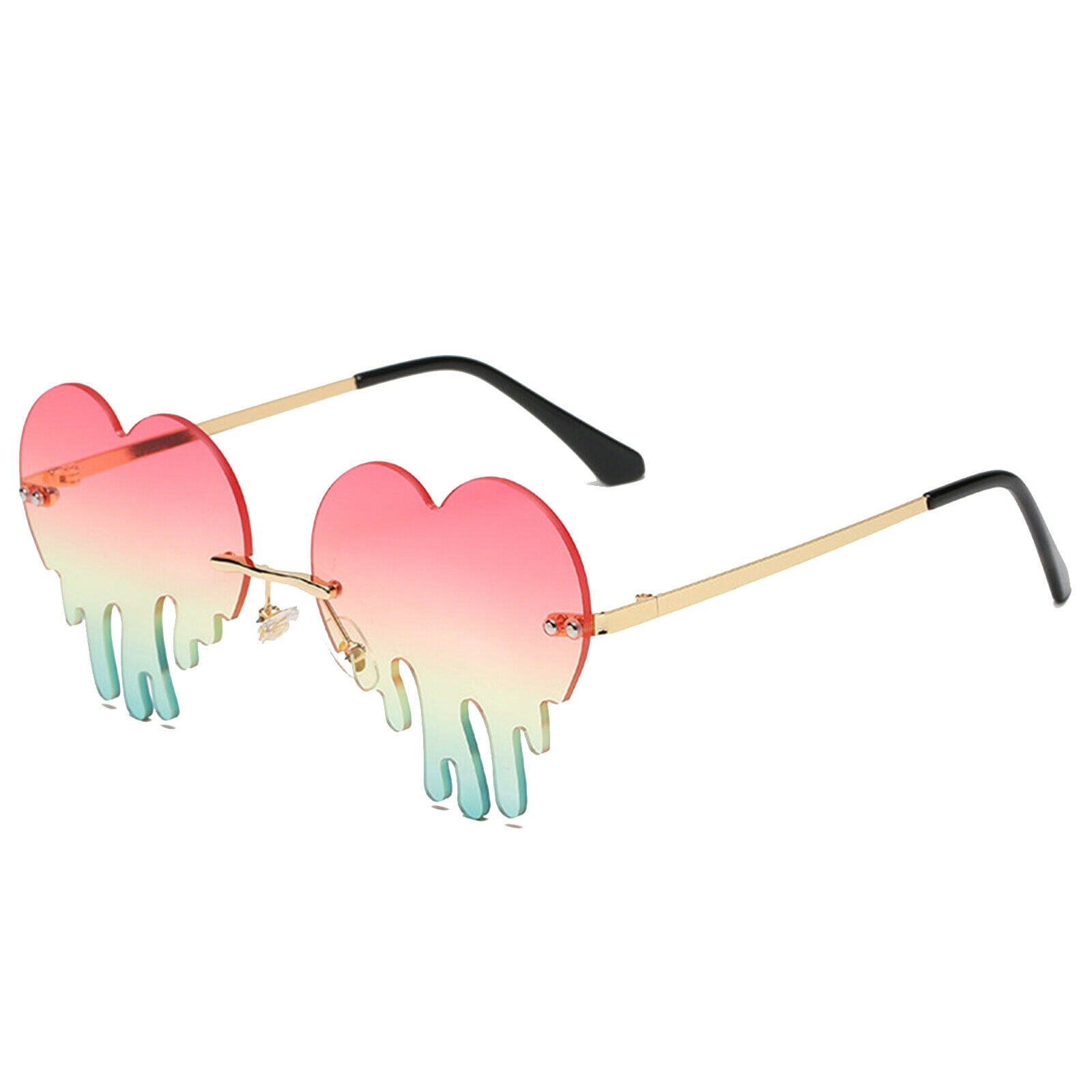 Cute Heart Sunglasses Rimless Fashion for Women Outdoor UV400 Retro Glasses