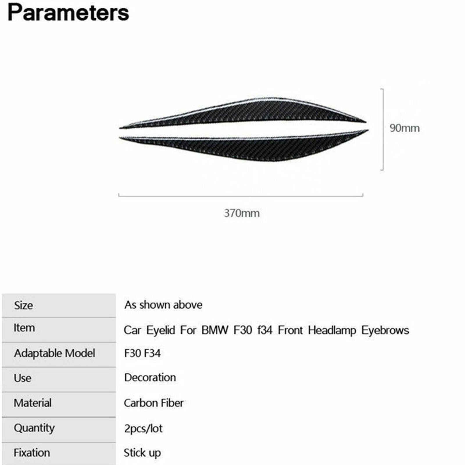 Carbon Fiber Headlight Eyebrow Eyelid Cover for BMW 3 13-17 F30 320i 325i