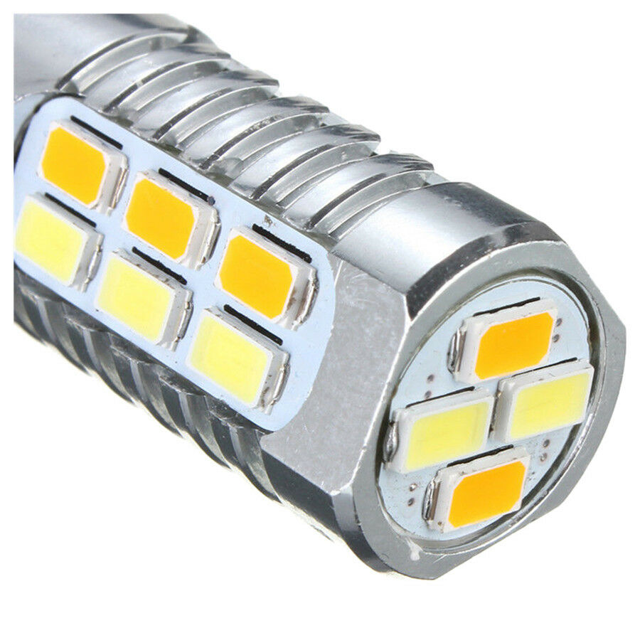 2Pcs Switchback 22LEDs Bulbs 1157/BAY15D SMD Amber Turn Signal /White DRL Light
