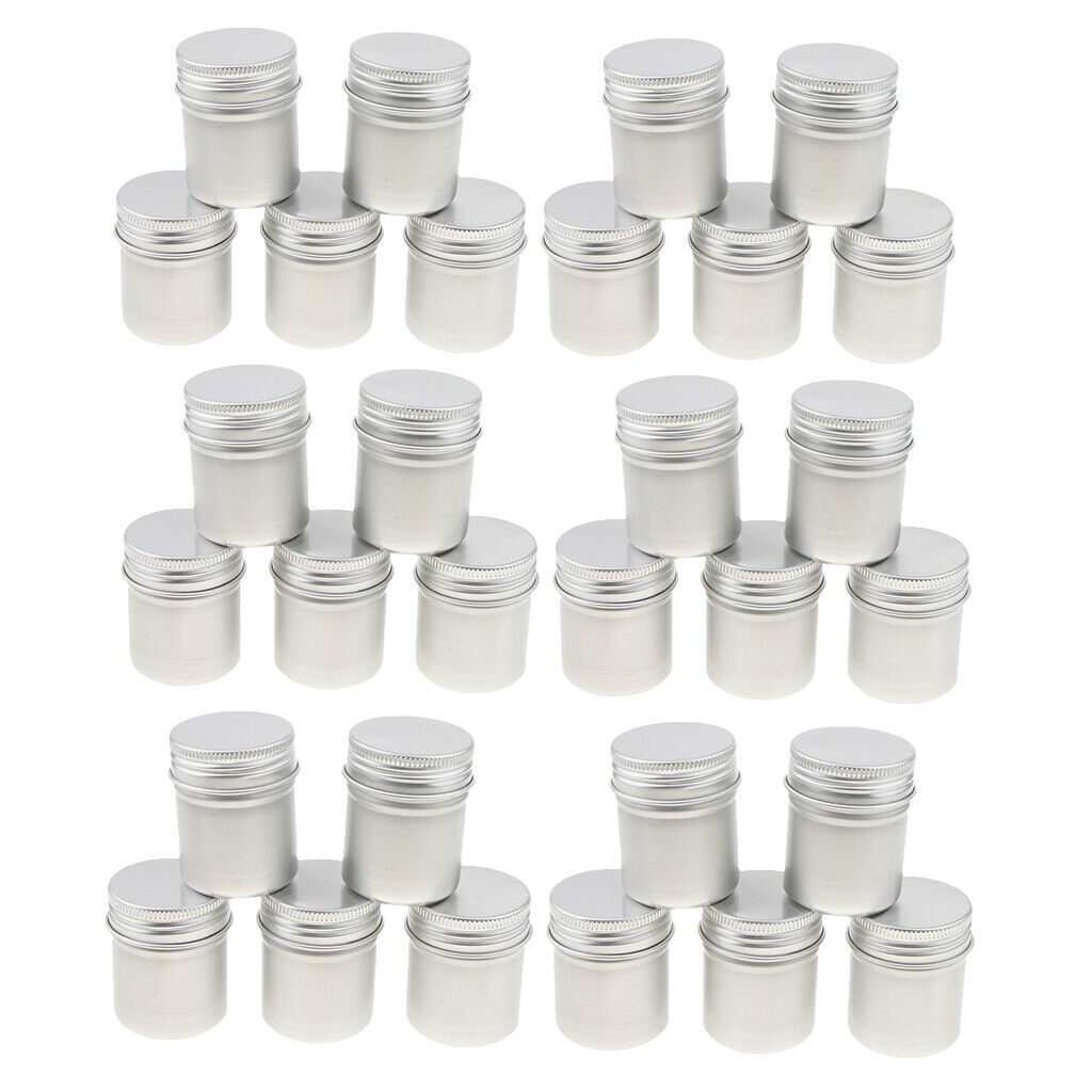 30-Pack Aluminium Tin Jars Storage Cosmetic Bottle Round Containers with Metal