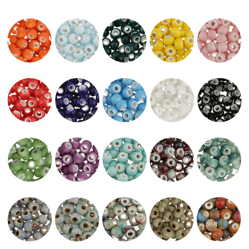2X 100Pcs Ceramic Loose Beads 6mm for Bracelets Charms Pendants Jewelry Color 2