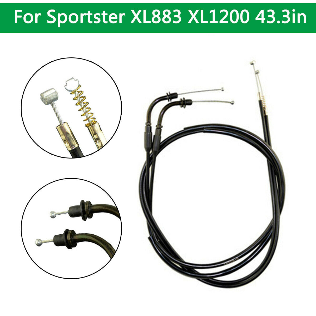 2* 110cm Rubber Coated Throttle Cable Wire Oil Line For Sportster XL883 XL1200