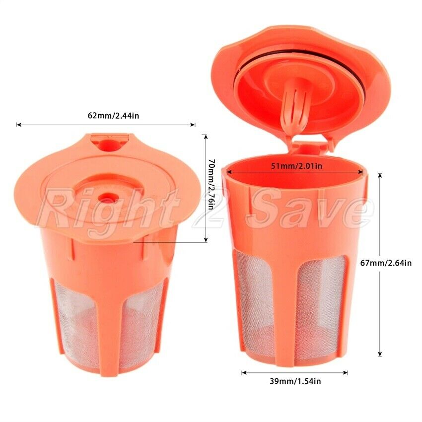 2x Reusable Kitchen K-Carafe Orange Coffee Filters Pods Cup For Keurig i Cafilas