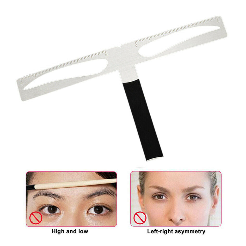 2 Type Stainless 3 Point Permanent Makeup Tool Eyebrow Caliper Stencil Ruler