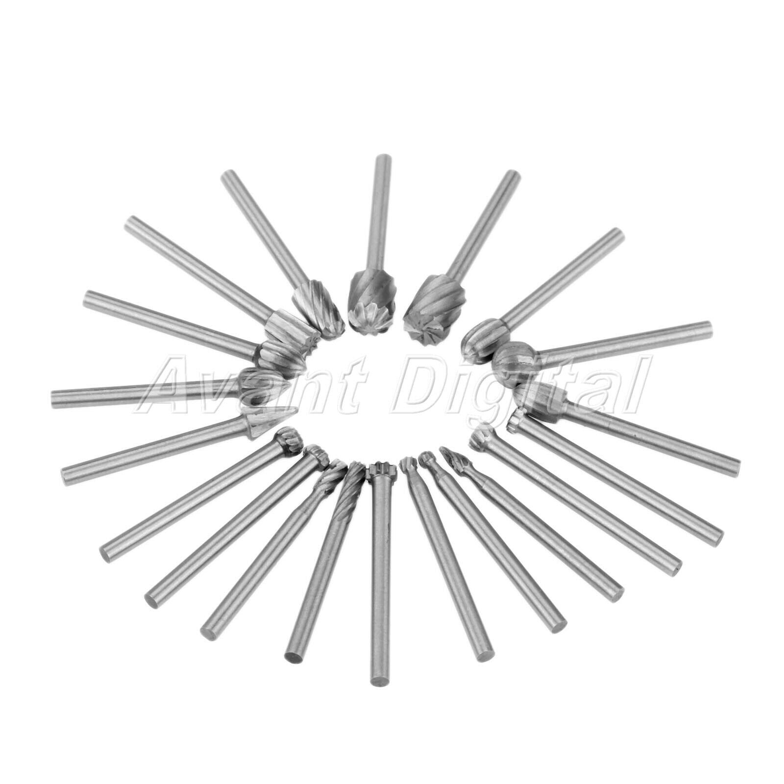 20pcs HSS HSS Router Bits Files Wood Cutter Burr Milling Engraving Rotary Tool