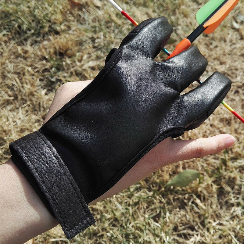 1pc Archery Glove Finger Guard Protector Gear 3 Fingers Right Left Hand Leather