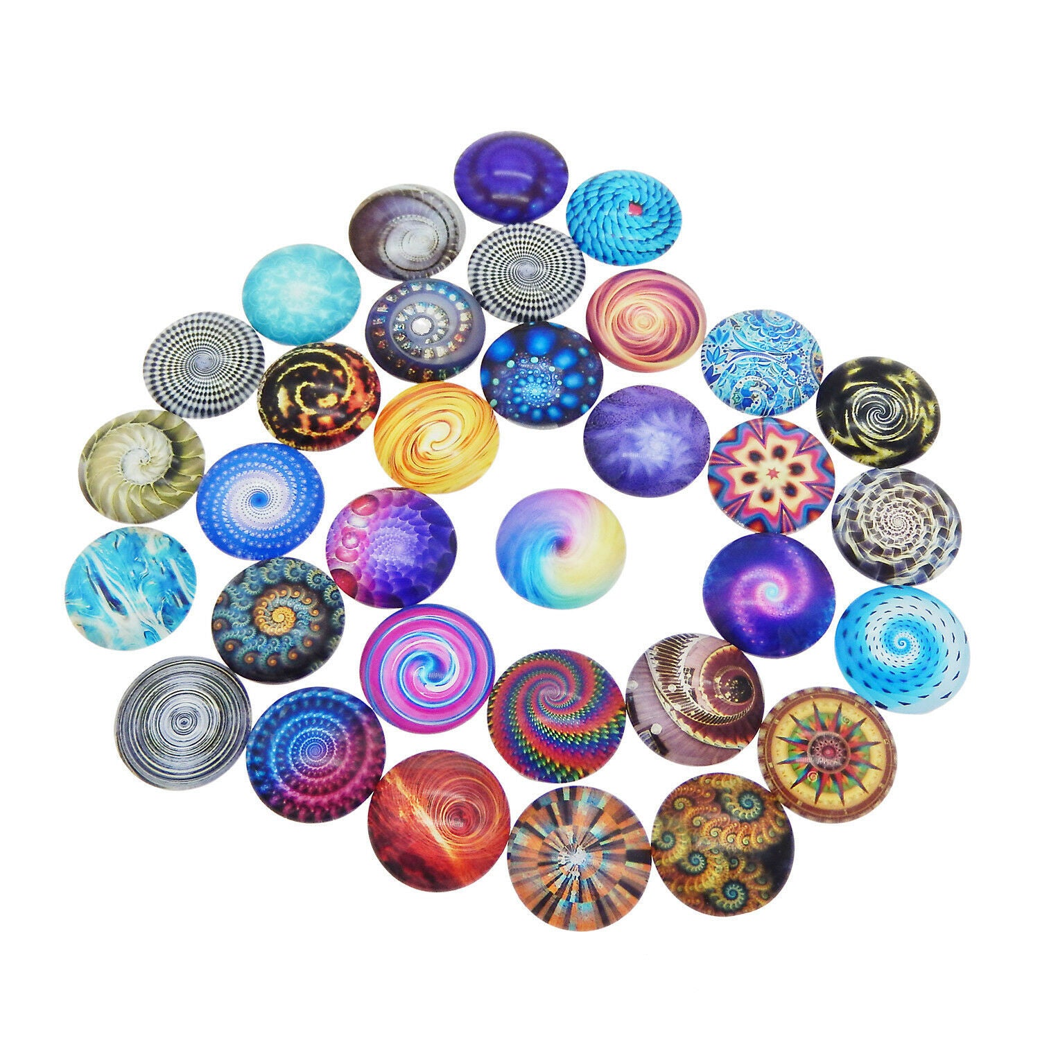10 pcs Mix lot Bohemia Style Round 20mm Flower Pattern Glass Cabochons Flatbacks