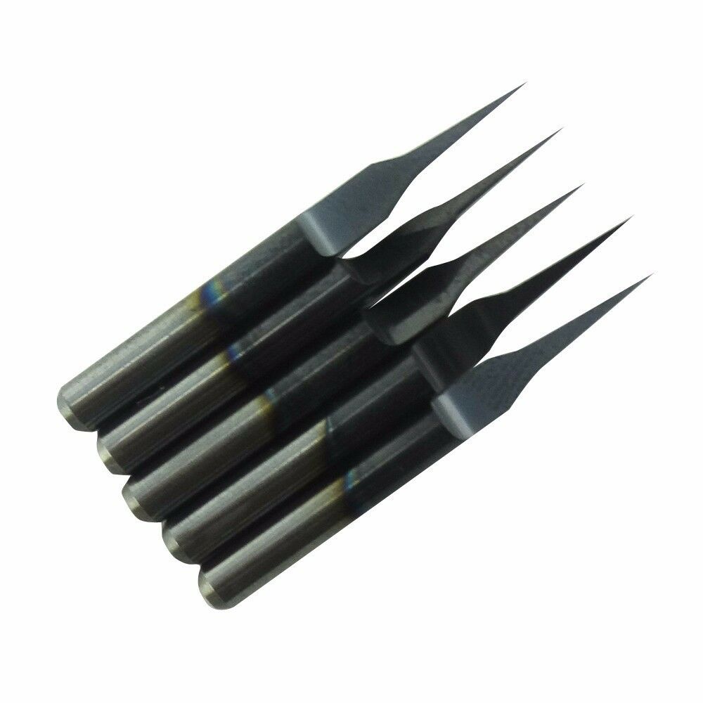 5pcs TIN TiAIN Coated Carbide PCB Engraving CNC Bit Router Tool 10 Degree 0.1mm