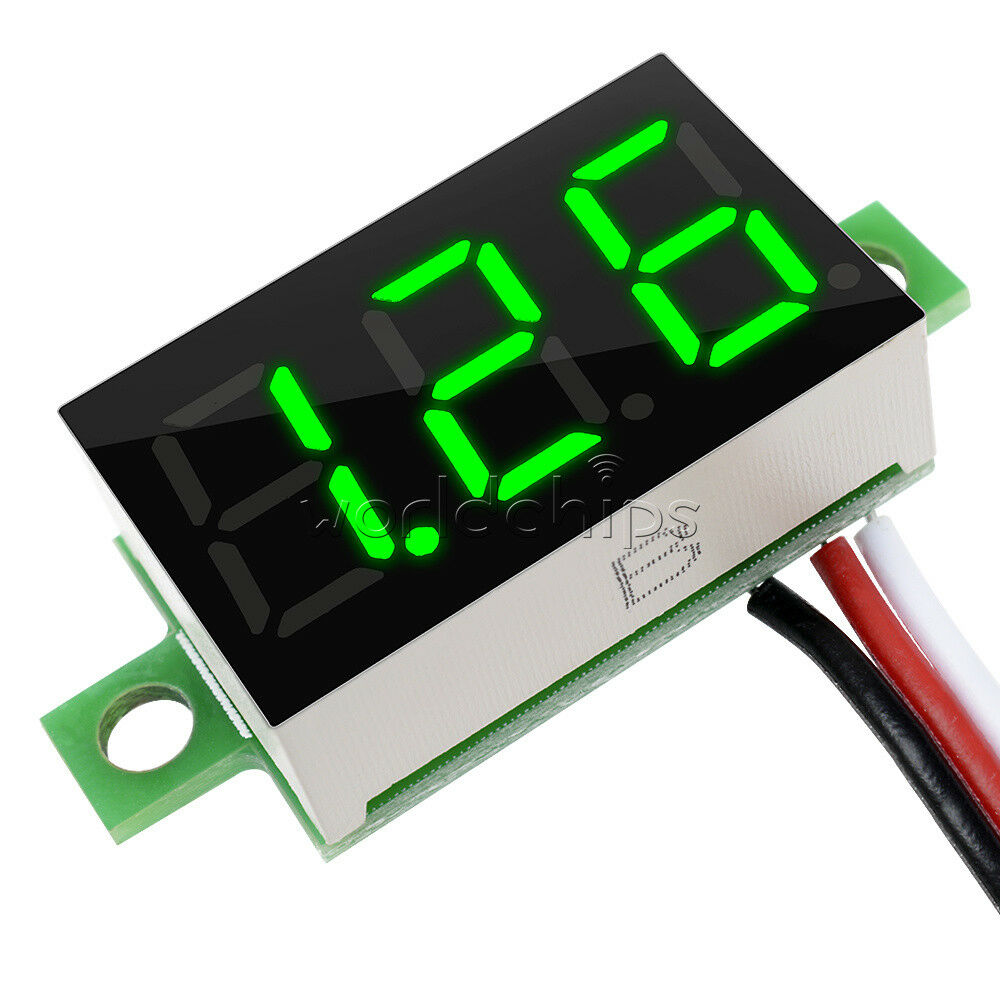 Green 0.36 inch DC 0-30V LED Panel Voltage Meter 3-Digital LED Voltmeter 3 Wires