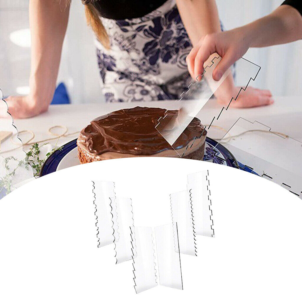 6pcs Cake Scraper Cake Edge Trim Smoother Smear Contour Comb for Bakery