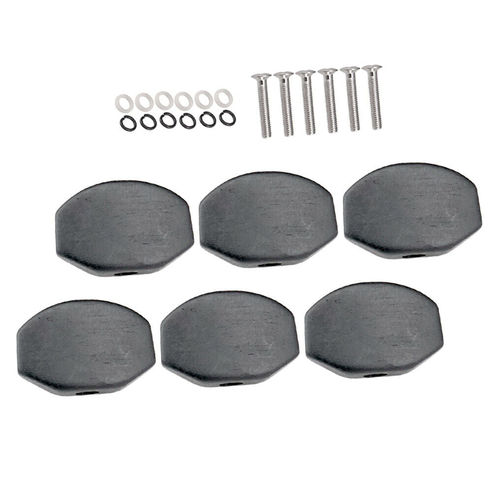 6 Pieces Ebony Wood Knobs Caps for Acoustic Guitar Tuning Pegs