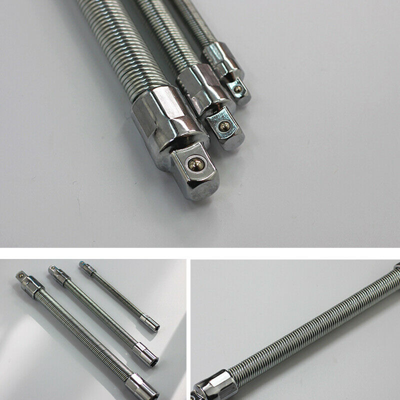 3PCS Solid 1/4'' 3/8'' 1/2'' Flexible Extension Spring Shaft Connect Rod Wrench