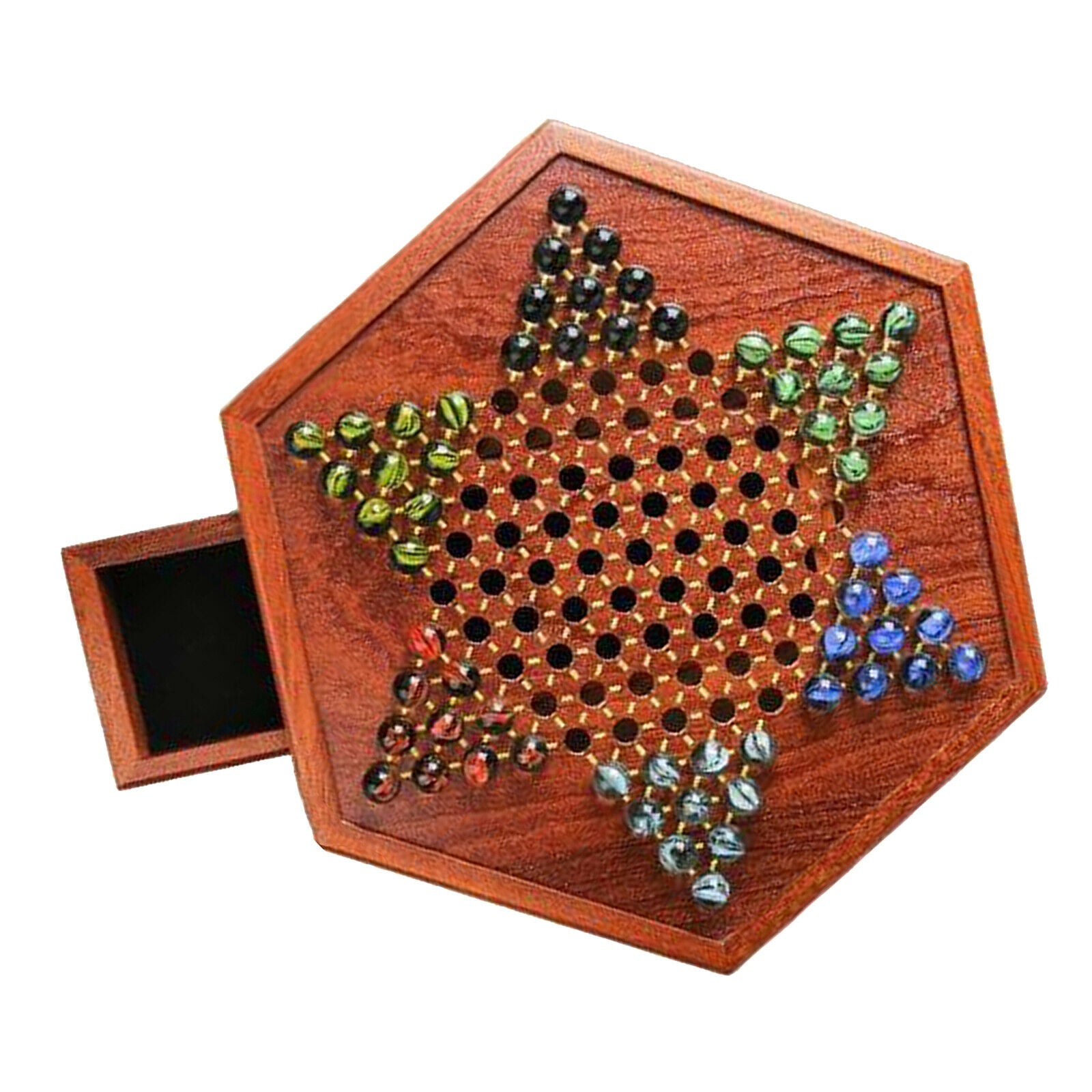 Classic Wooden Board Game Halma Fine Glass Pieces Children Adults