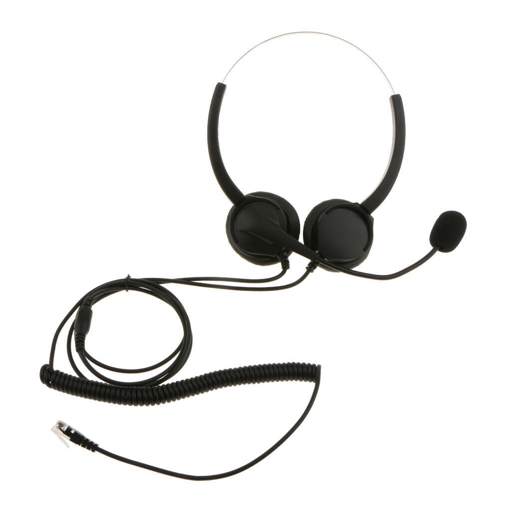 Hands-free Binaural Headset for Noise Suppression with RJ9 Plug And Microphone