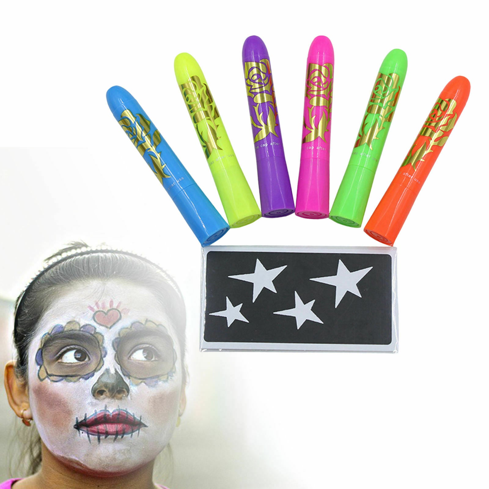 Luminous Face Paint Crayon Kit Body Painting Sticks Kids Halloween Gift