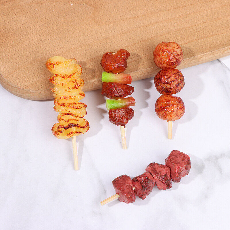 4pcs/set Simulation Mini BBQ Skewer Pretend Play Roast Beef Skewer Kitchen T Rf
