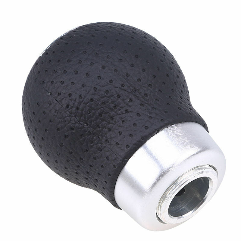 Universal Aluminum Manual Black Leather 5-Speed Gear Shift Knob Shifter Lever