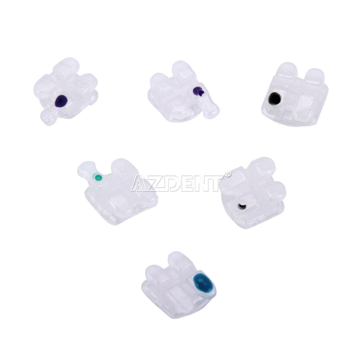 5 Packs Dental Orthodontic Ceramic Brackets 5*5 MBT 0.022 Hooks 345 AZDENT