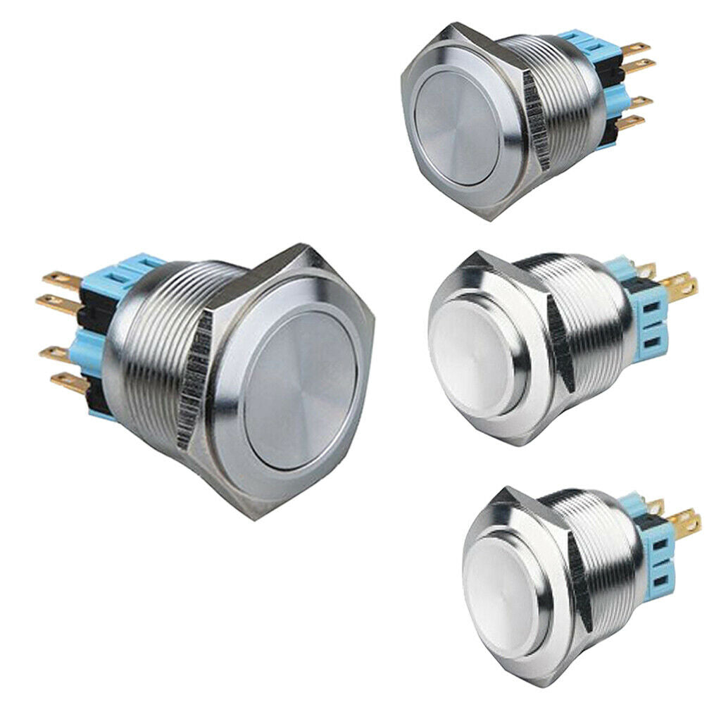 25mm Stainless Steel Push Button Switch 1NO1NC Flat Round Self-reset