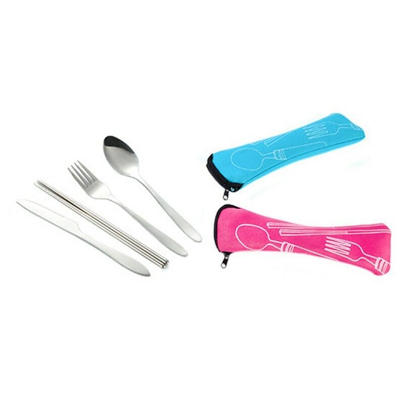 4 Pieces/Sets Of Stainless Steel Fork, Spoon, Chopsticks, Travel Outdoor CampiO5