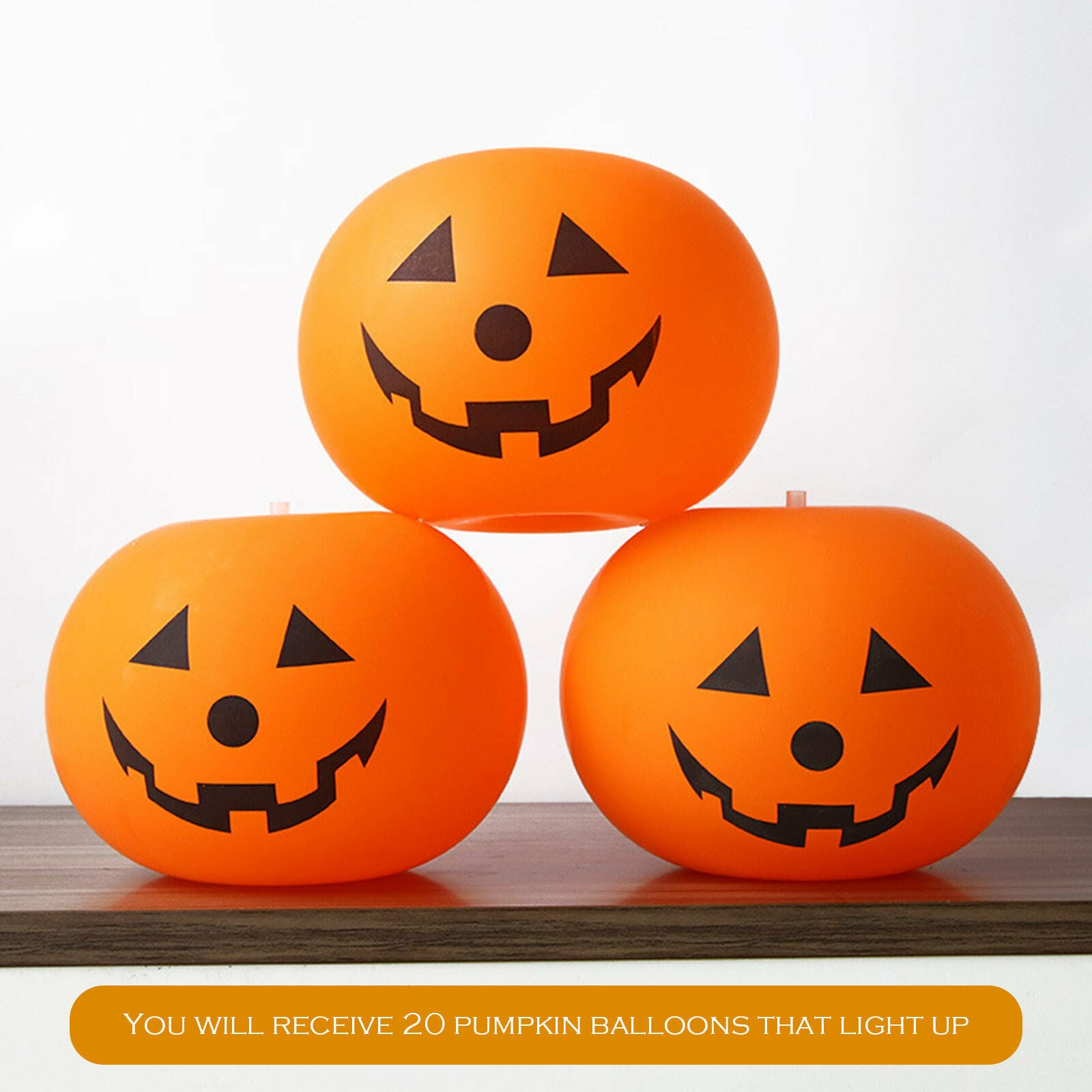 LED Light Up Balloons 20 Pack Halloween Party Balloons Pumpkin Festival Decor