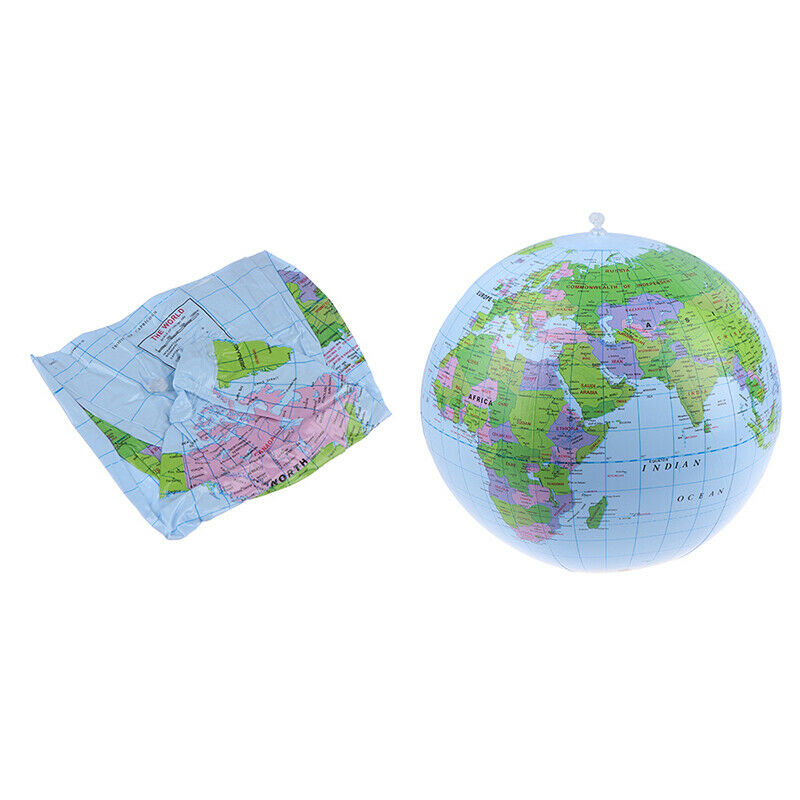 38cm Inflatable Globe World Earth Ocean Map Ball Geography Learning Beach.l8