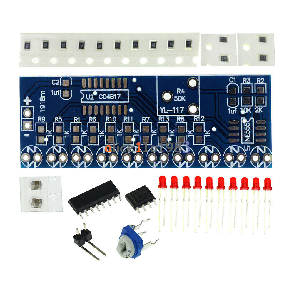 2PCS NE555+CD4017 Running LED Flow LED Light Electronic Production Suite DIY Kit