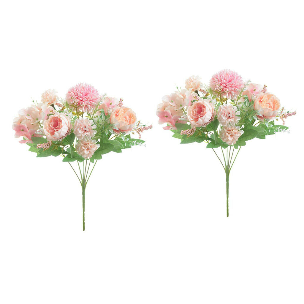 2x Fabric 7 head Rose Flowers 13" for Christmas Home Decoration Never Wither