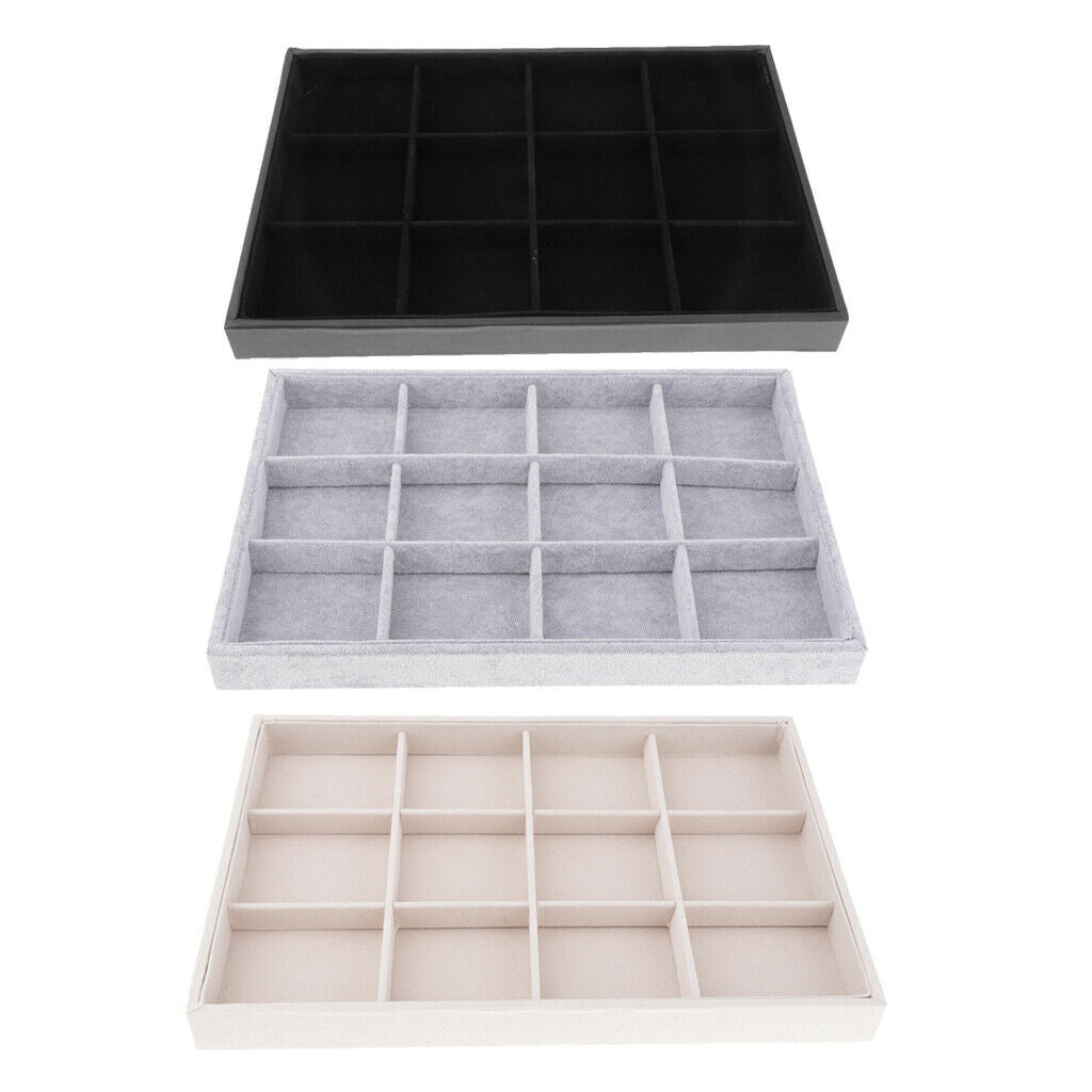12 Grids Bracelet Display Tray Case Organizer Jewelry Storage - Black