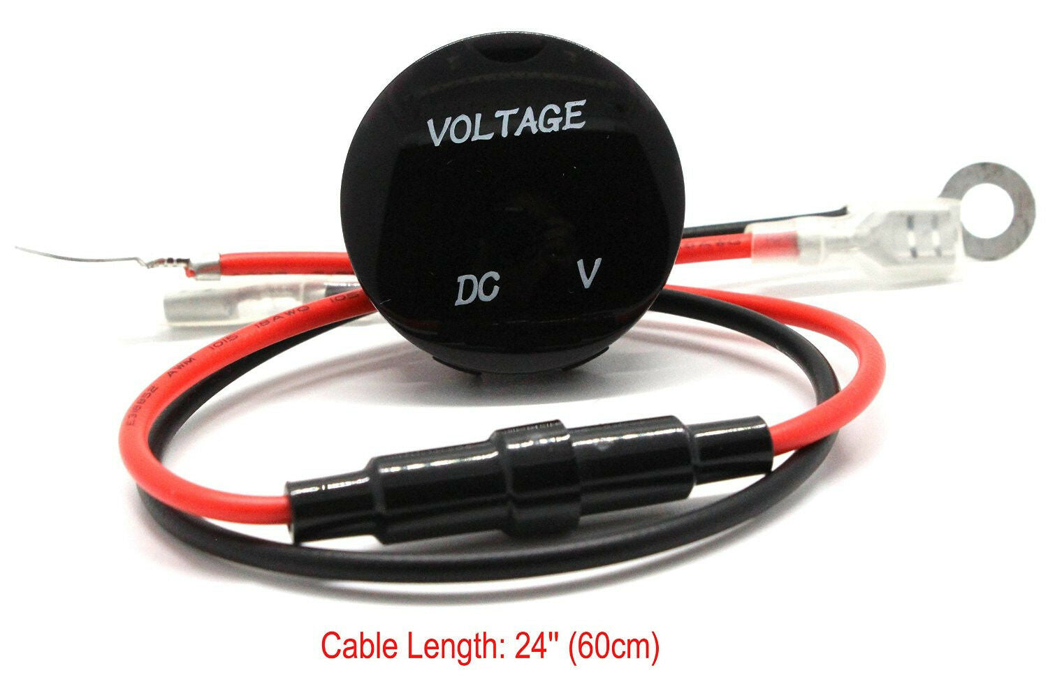 Waterproof Mini Round 12V-24V Car Boat White LED Digital Display Voltmeter Meter