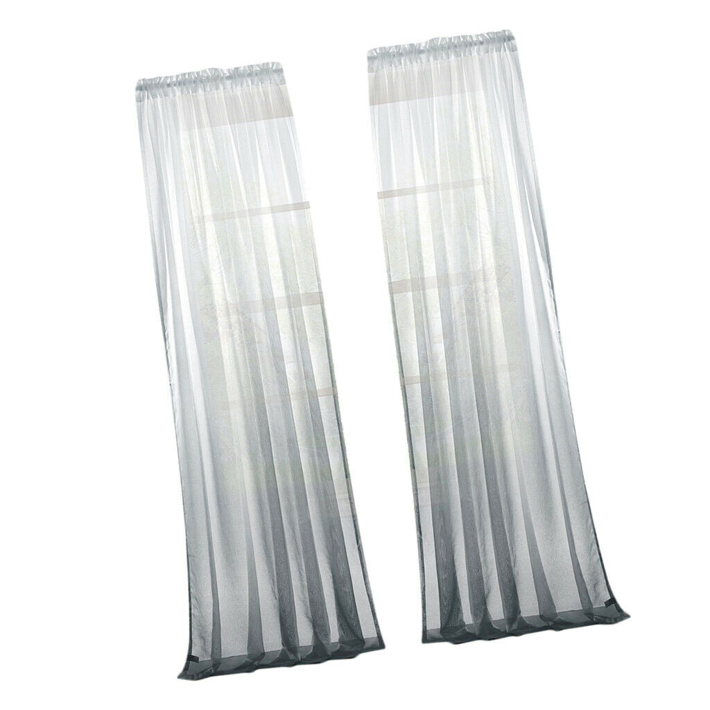 2pcs Curtain Voile Transparent Curtains Living Room Eyelet Scarf Decorative