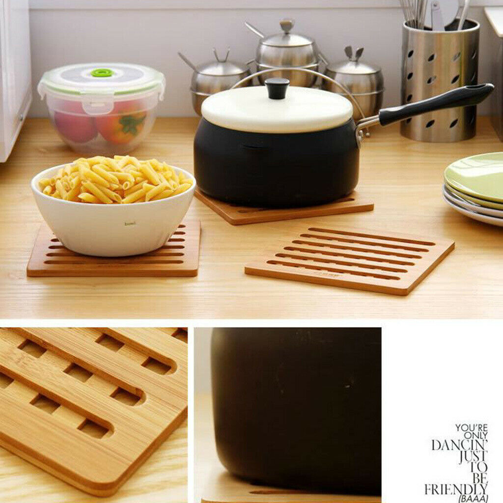 Natural Bamboo Trivet Mat Pads for Hot Pot Dishes Teapot Holders Trivet
