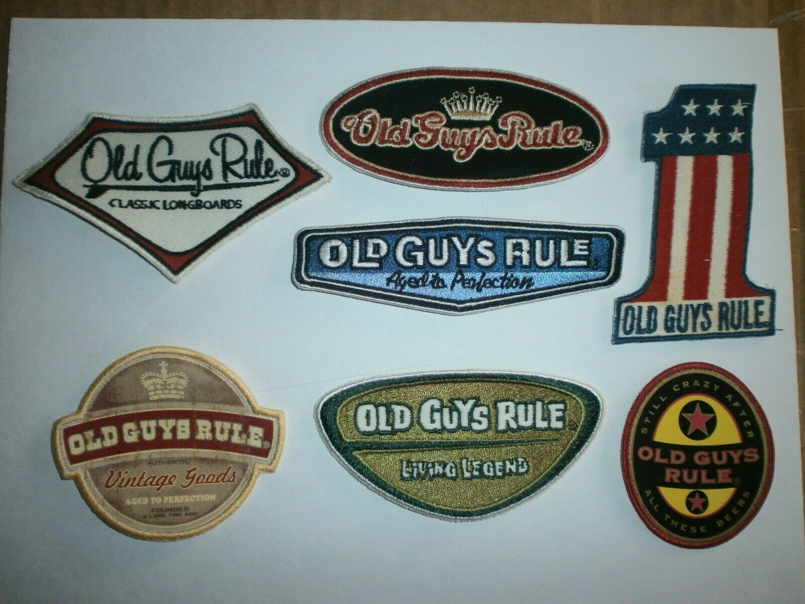 7 OLD GUYS RULE  EMBROIDERED FABRIC PATCHES  YOU GET ALL 7 AS PICTURED
