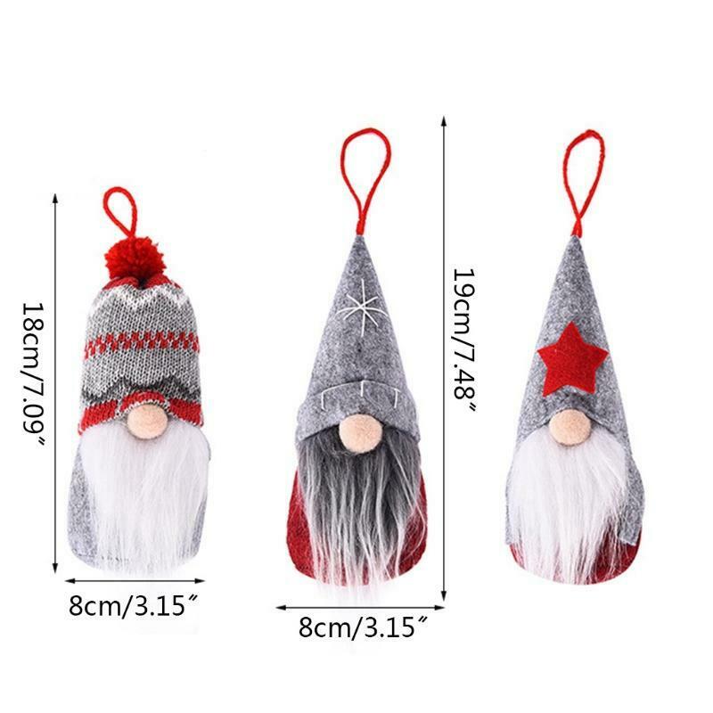 3pcs Christmas Tree Hanging Gnomes Ornaments Swedish Handmade Plush Gnomes