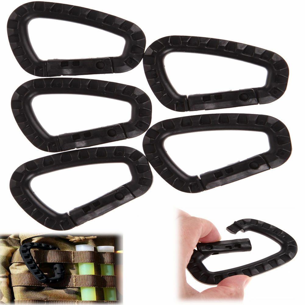 5pcs Outdoor Carabiner D-Ring Key Chain Clip Hook Camping Plastic Buckle EBBDAU