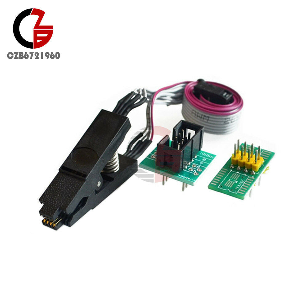 SOIC8 SOP8 Test Clip For EEPROM 93/25 /24Cx in-Circuit Programming + 2 Adapters