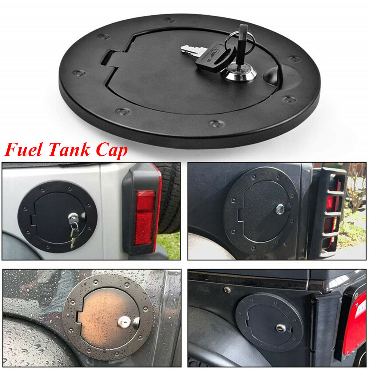 6.61" Non Fading Fuel Tank Cap Fuel Filler Door Cover For Jeep Wrangler JK 07-18