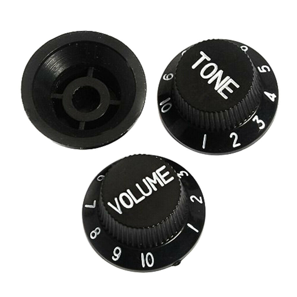 6PCS BLACK PLASTIC GUITAR / BASS CONTROL KNOB, TONE And VOLUME