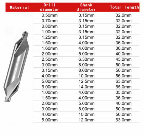 5pcs Φ3 High quality 3mm Premium HSS Center Drill 60° Combined Countersink TOOLS